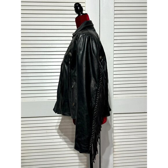 Vintage Gypsy Women's Black Leather Fringe Jacket Western Bohemian Size 18 3085 - Picture 3 of 15